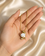 Gold-Plated Crowned Cat Crystal Pendant Necklace