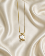 Gold-Plated Crowned Cat Crystal Pendant Necklace
