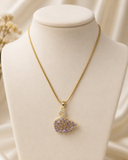 Gold-Plated Lavender Crystal Swan Pendant Necklace