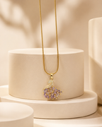 Gold-Plated Lavender Crystal Swan Pendant Necklace