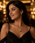 Gold-Plated Green Crystal Dolphin Pendant Necklace