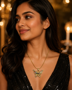 Gold-Plated Multicolour Crystal Butterfly Pendant Necklace