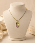 Gold-Plated Double Dolphin Heart Crystal Pendant Necklace