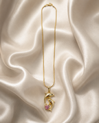 Gold-Plated Double Dolphin Heart Crystal Pendant Necklace