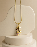 Gold-Plated Double Dolphin Heart Crystal Pendant Necklace