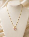 Gold-Plated Pink Crystal Swan Pendant Necklace
