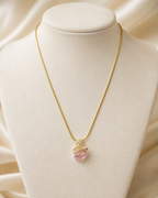 Gold-Plated Pink Crystal Swan Pendant Necklace