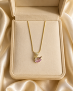 Gold-Plated Pink Crystal Swan Pendant Necklace