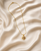 Gold-Plated Multicolour Crystal Floral Clover Pendant Necklace