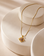 Gold-Plated Multicolour Crystal Floral Clover Pendant Necklace