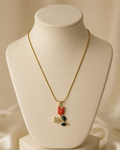 Gold-Plated Red Rose Pendant Necklace with Crystal Floral Accent for Women