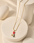 Gold-Plated Red Rose Pendant Necklace with Crystal Floral Accent for Women
