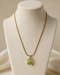 Gold-Plated Light Green Four-Leaf Clover Pendant Necklace