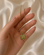 Gold-Plated Light Green Four-Leaf Clover Pendant Necklace