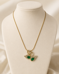 Gold-Plated Green Crystal Double Swan Love Pendant Necklace