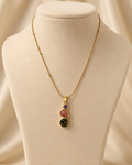 Gold-Plated Multicolour Three-Stone Drop Pendant Necklace