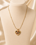 Gold-Plated Multicolour Crystal Open Heart Pendant Necklace