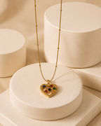 Gold-Plated Multicolour Crystal Open Heart Pendant Necklace