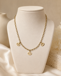 Gold-Plated Geometric Oval Charm Link Chain Necklace