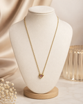 Gold-Plated Pink Crystal Heart Necklace