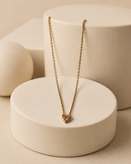 Gold-Plated Pink Crystal Heart Necklace