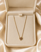 Gold-Plated Pink Crystal Heart Necklace