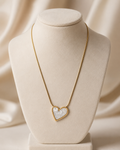 Gold-Plated White Mother-of-Pearl Heart Pendant Necklace