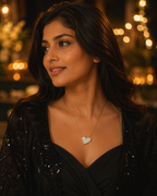 Gold-Plated White Mother-of-Pearl Heart Pendant Necklace