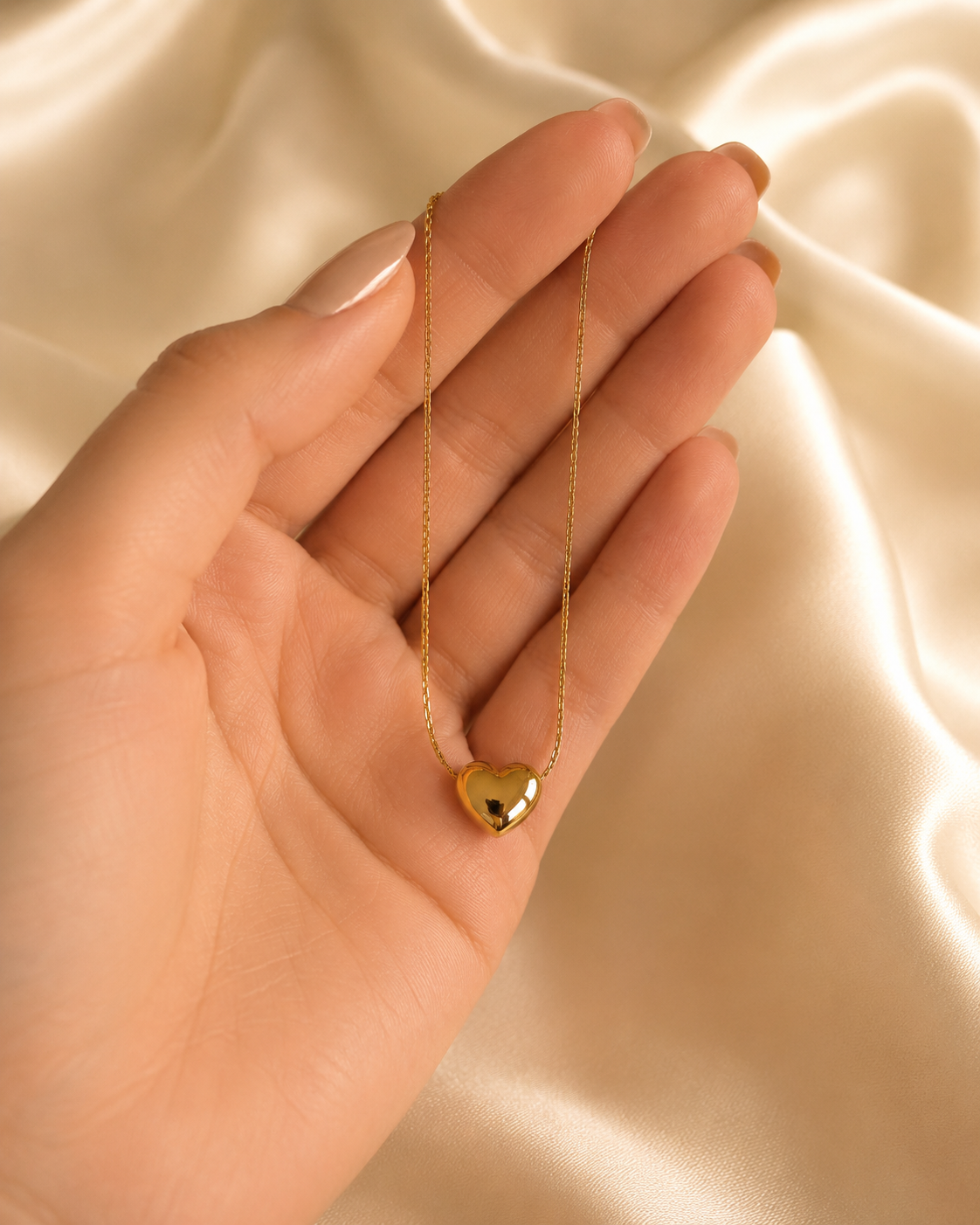 Gold-Plated Minimal Puffy Heart Necklace