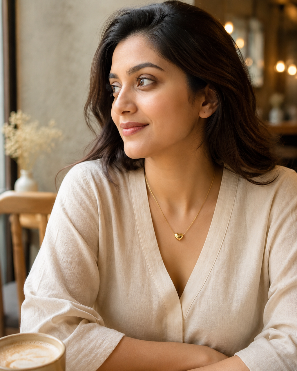 Gold-Plated Minimal Puffy Heart Necklace