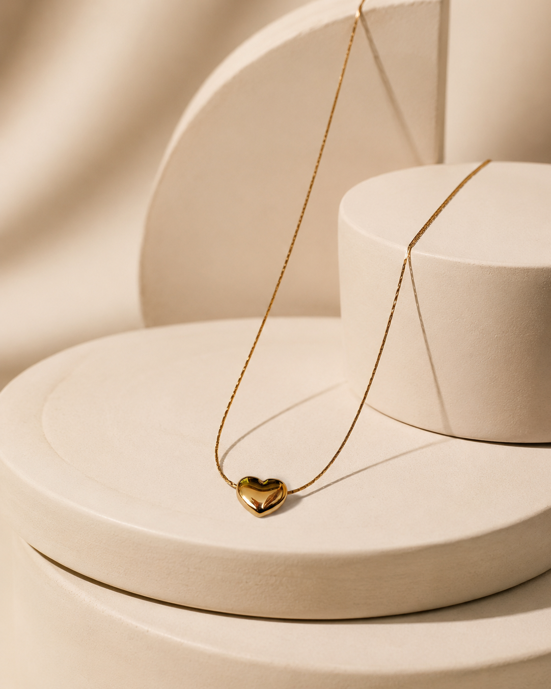 Gold-Plated Minimal Puffy Heart Necklace