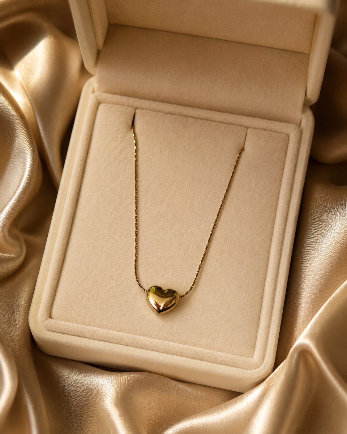 Gold-Plated Minimal Puffy Heart Necklace