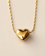 Gold-Plated Minimal Puffy Heart Necklace