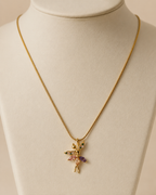 Gold-Plated Multicolour Crystal Fairy Pendant Necklace