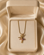 Gold-Plated Multicolour Crystal Fairy Pendant Necklace