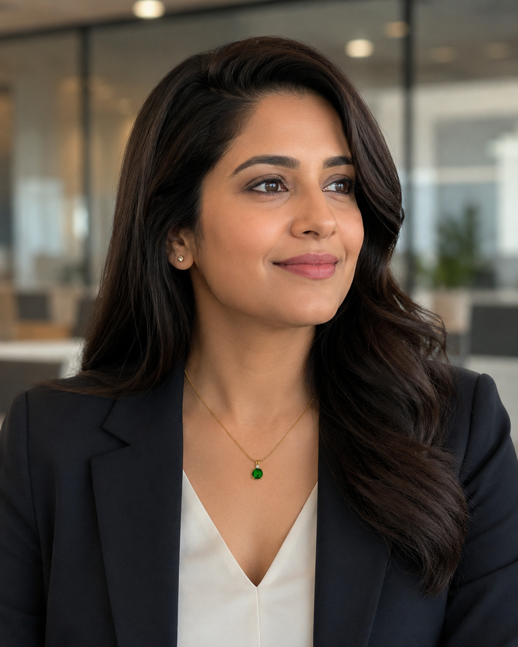 Gold-Plated Green Solitaire Crystal Pendant Necklace