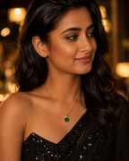 Gold-Plated Green Solitaire Crystal Pendant Necklace