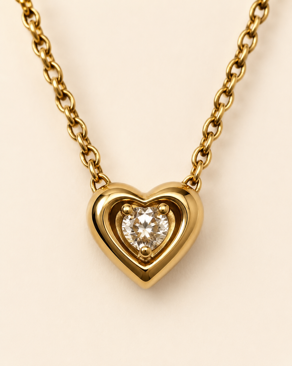 Gold-Plated Clear Crystal Heart Necklace