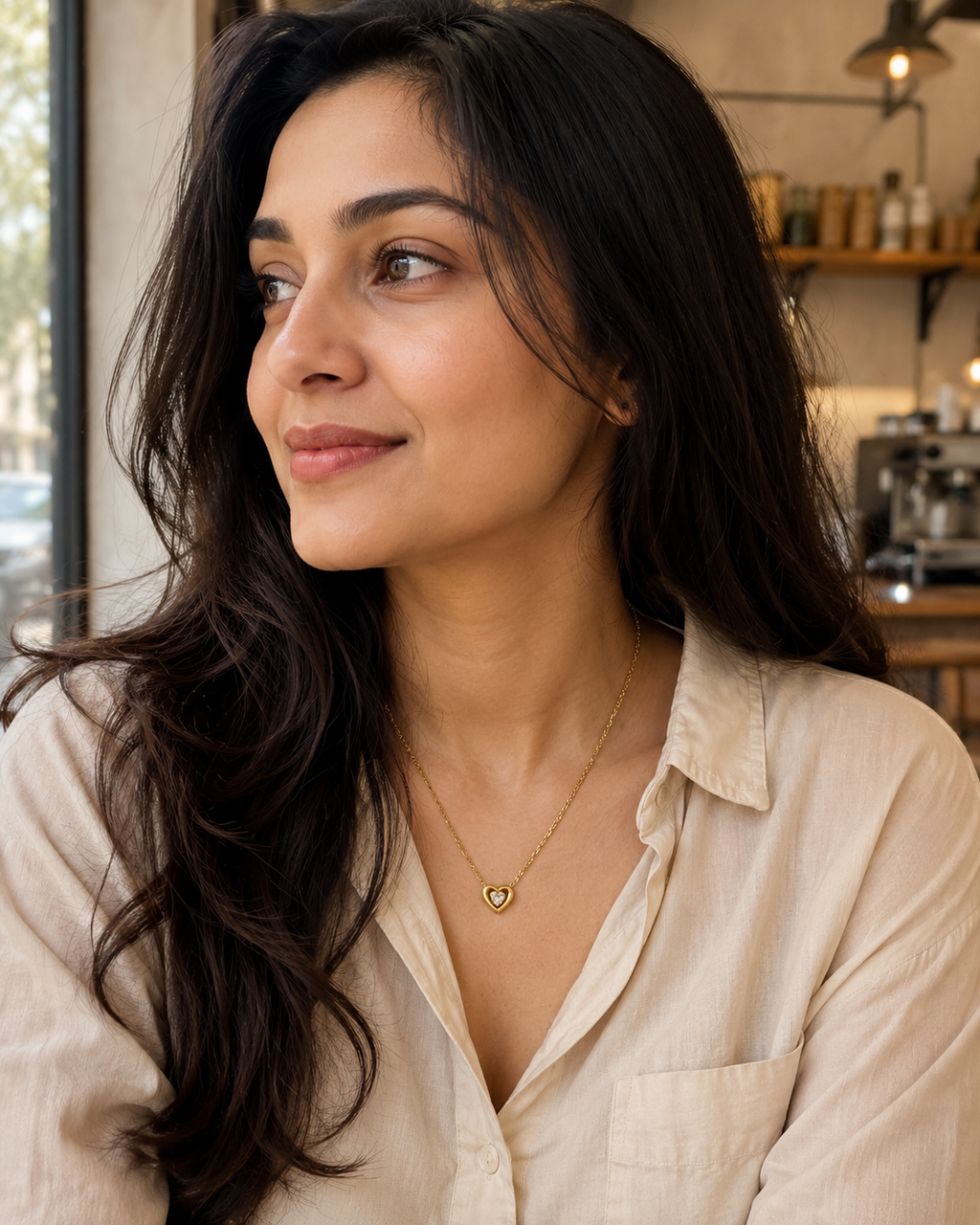 Gold-Plated Clear Crystal Heart Necklace