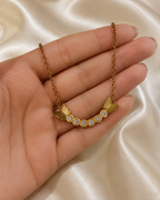 Gold-Plated Butterfly Crystal Bar Necklace