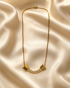 Gold-Plated Butterfly Crystal Bar Necklace