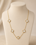 Gold-Plated White Clover Station Long Necklace
