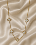 Gold-Plated White Clover Station Long Necklace