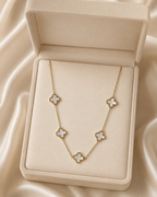 Gold-Plated White Clover Station Long Necklace
