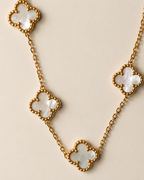 Gold-Plated White Clover Station Long Necklace