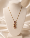 Blush Pink Triple Butterfly Gold-Plated Drop Necklace