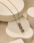 Blush Pink Triple Butterfly Gold-Plated Drop Necklace