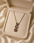Blush Pink Triple Butterfly Gold-Plated Drop Necklace