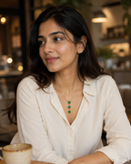 Emerald Green Triple Star Gold-Plated Drop Necklace