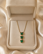 Emerald Green Triple Butterfly Gold-Plated Necklace